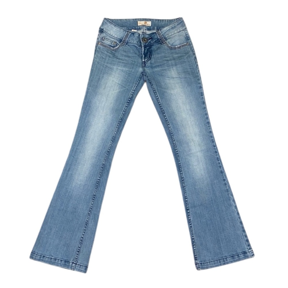 Vintage‎ Anchor Blue Low Rise Flare Jeans Size 1 / 2 Y2K super low rise